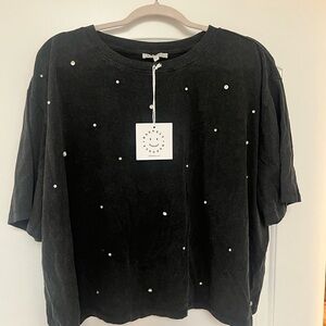 BNWT Black Rhinestone Studded Women's Top